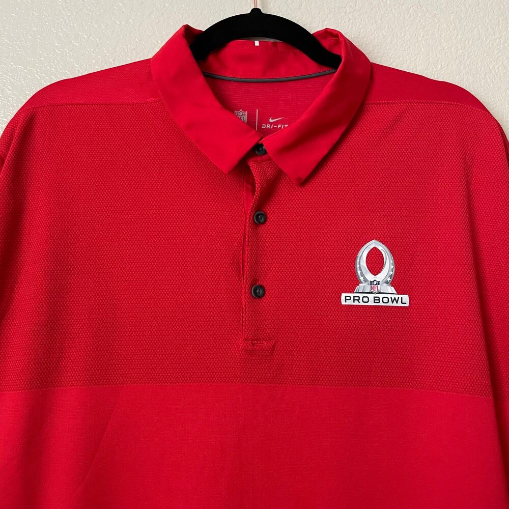 Nike Pro Bowl NFL On Field Polo Shirt Mens XL Red Dri Fit Athletic Henley DH1941 - Picture 4 of 12